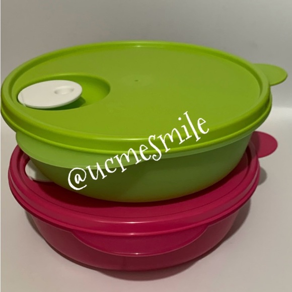Tupperware Crystalwave His & Hers Microwave-Safe Divided Lunch Dish/Bowl Set - Picture 2 of 6